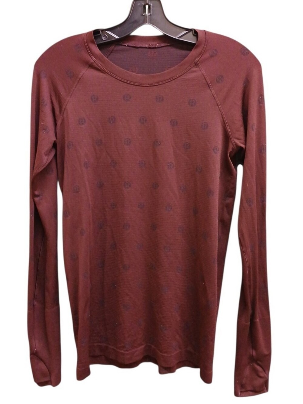 lululemon athletica Logo Print Long Sleeve Tee in Burgundy Size 8